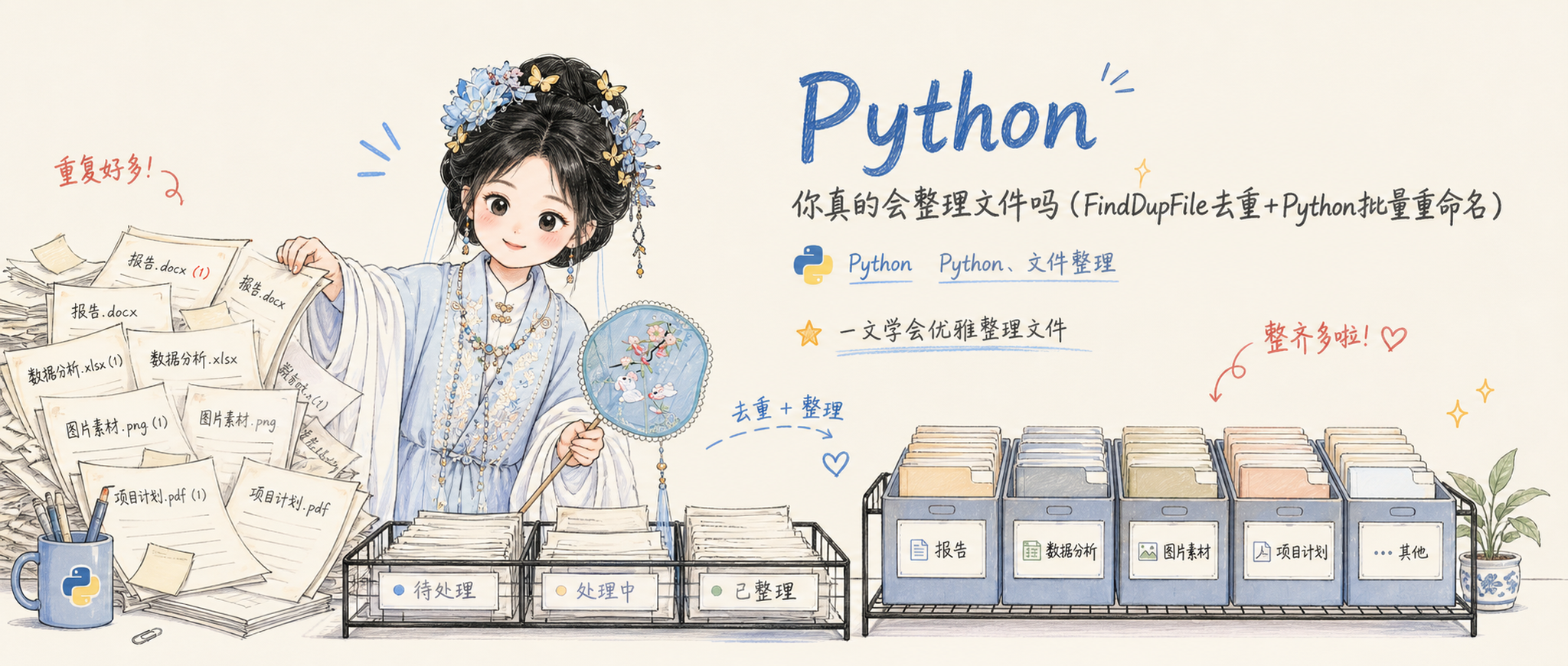 你真的会整理文件吗(FindDupFile去重+Python批量重命名)