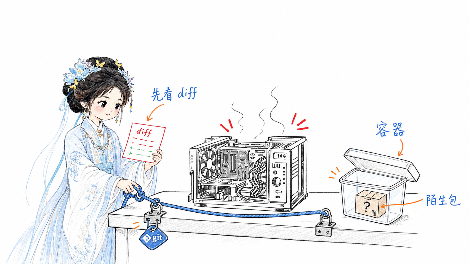 检查 diff、使用容器并谨慎处理陌生包